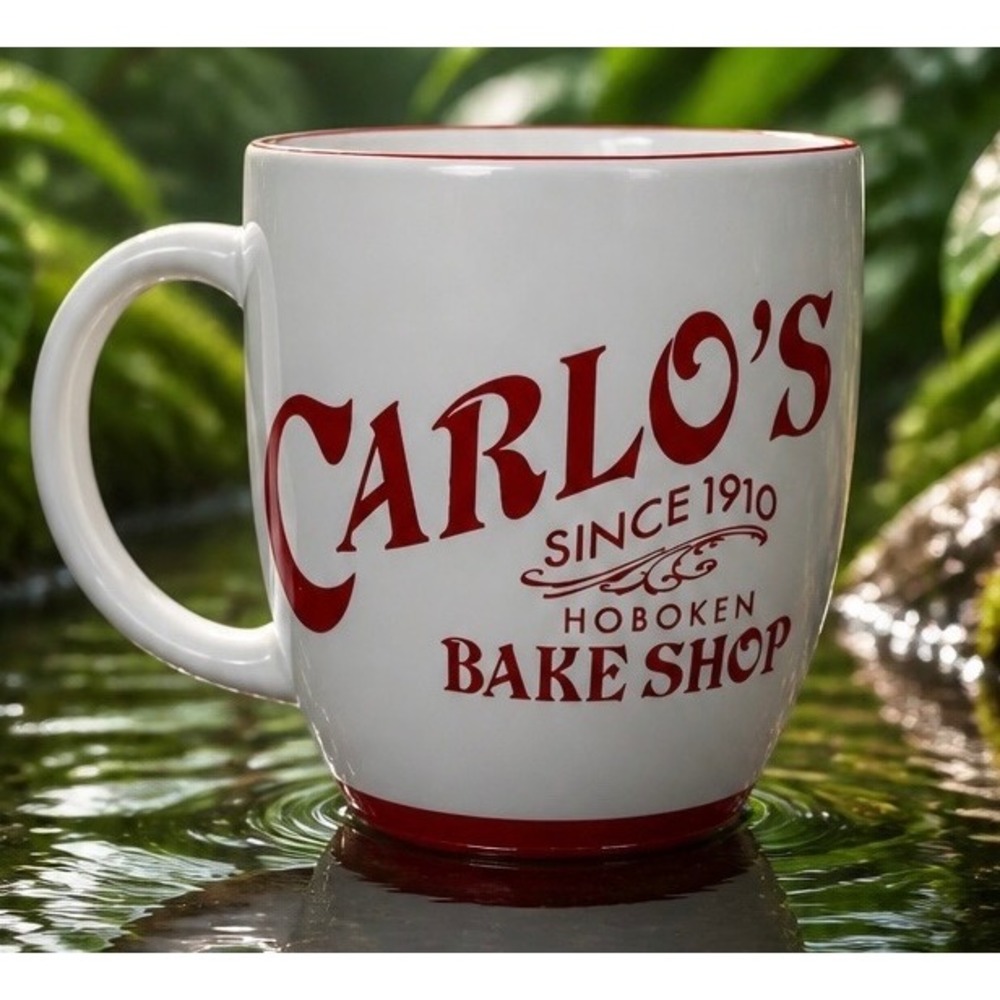 Carlos Bake Shop Hoboken Coffee Mug Buddy Cake Boss White Red Ceramic Cup / Used